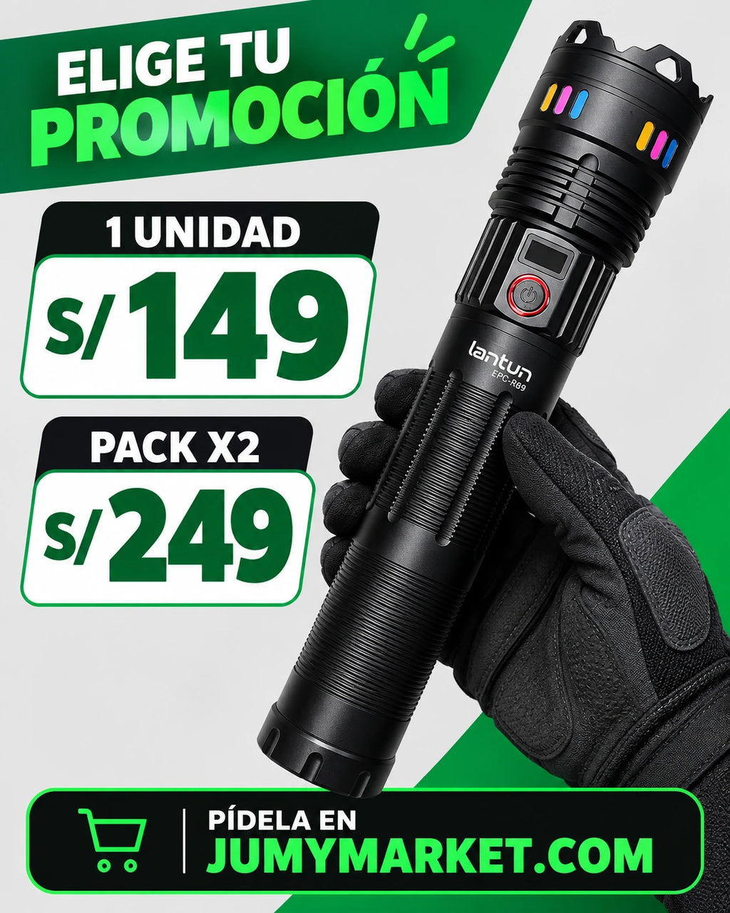 Linterna Recargable Lantun EPC-R69 con Estuche — imagen 2