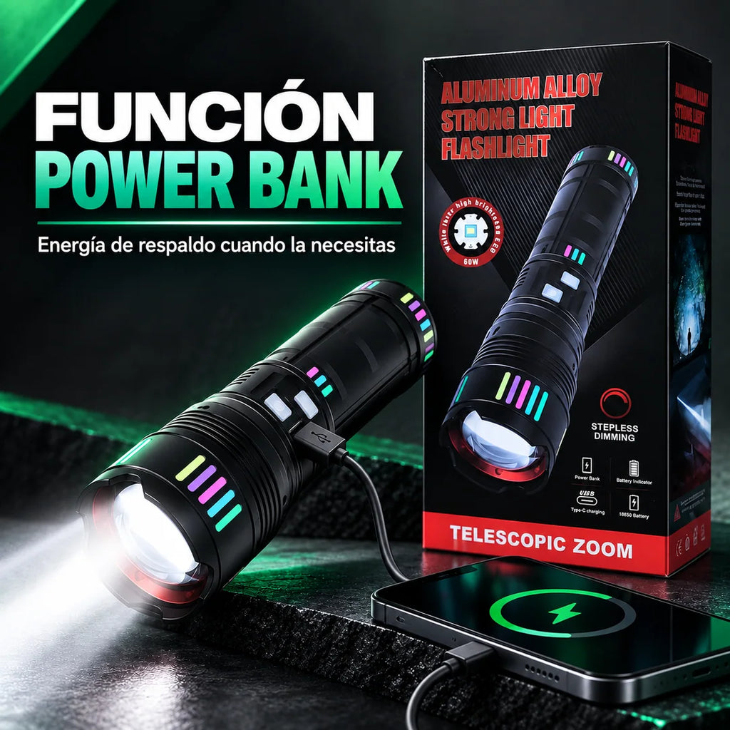 Linterna Telescópica Recargable USB-C con Power Bank — imagen 4