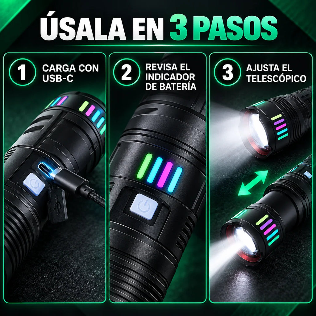 Linterna Telescópica Recargable USB-C con Power Bank — imagen 6