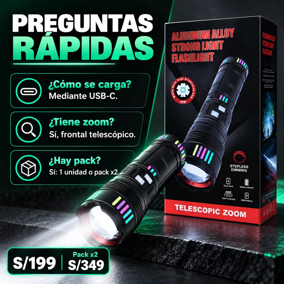 Linterna Telescópica Recargable USB-C con Power Bank — imagen 10