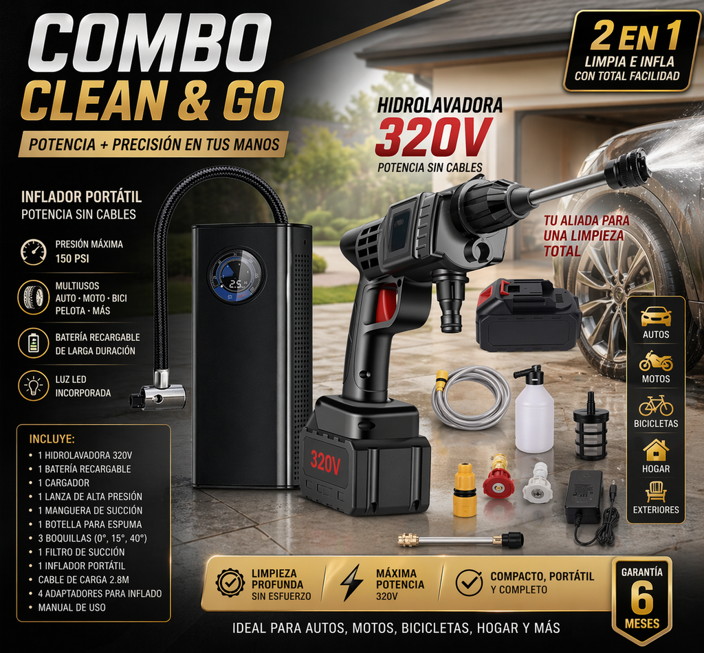 COMBO: HIDROLAVADORA 320V + INFLADOR