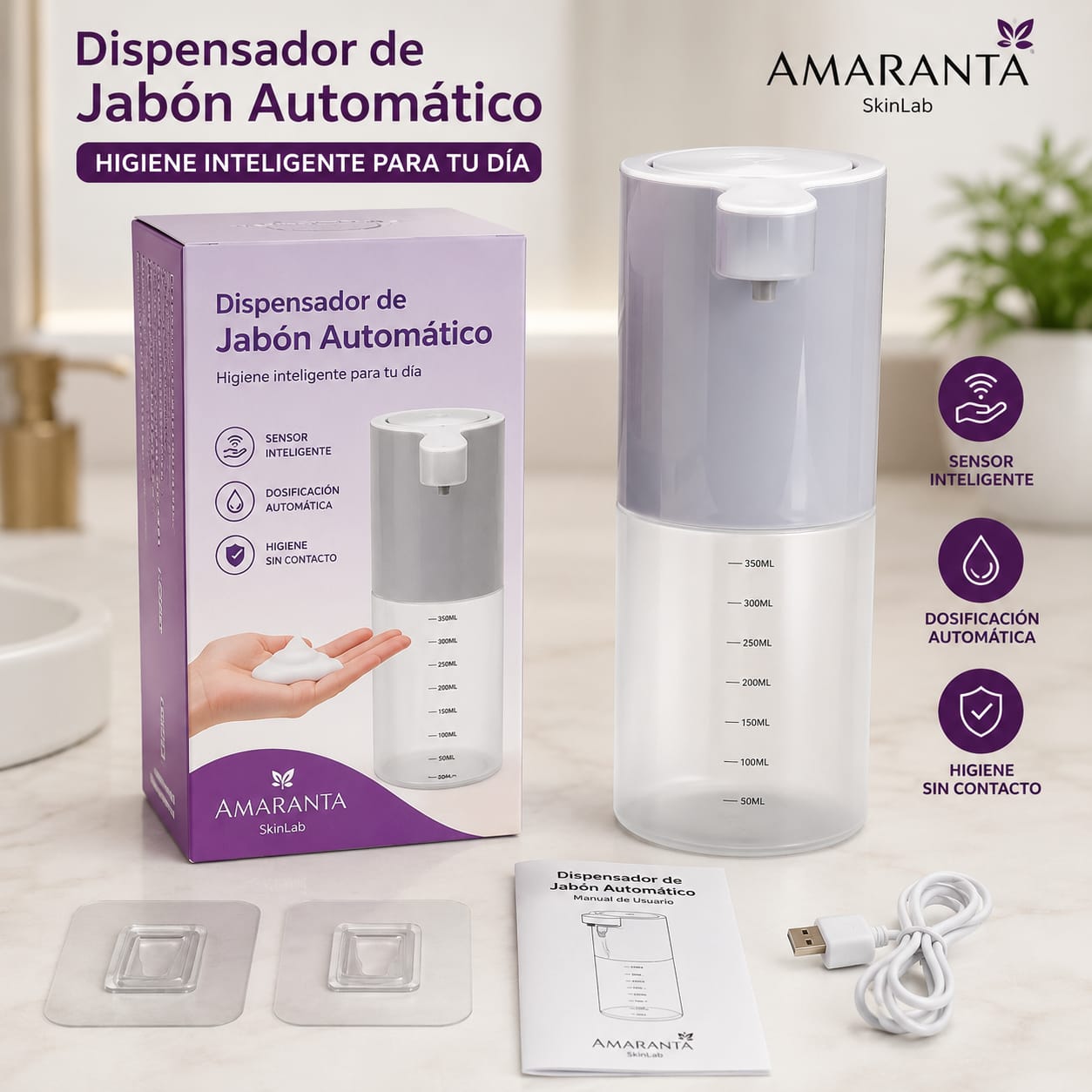 Dispensador de jabón automático con sensor inteligente