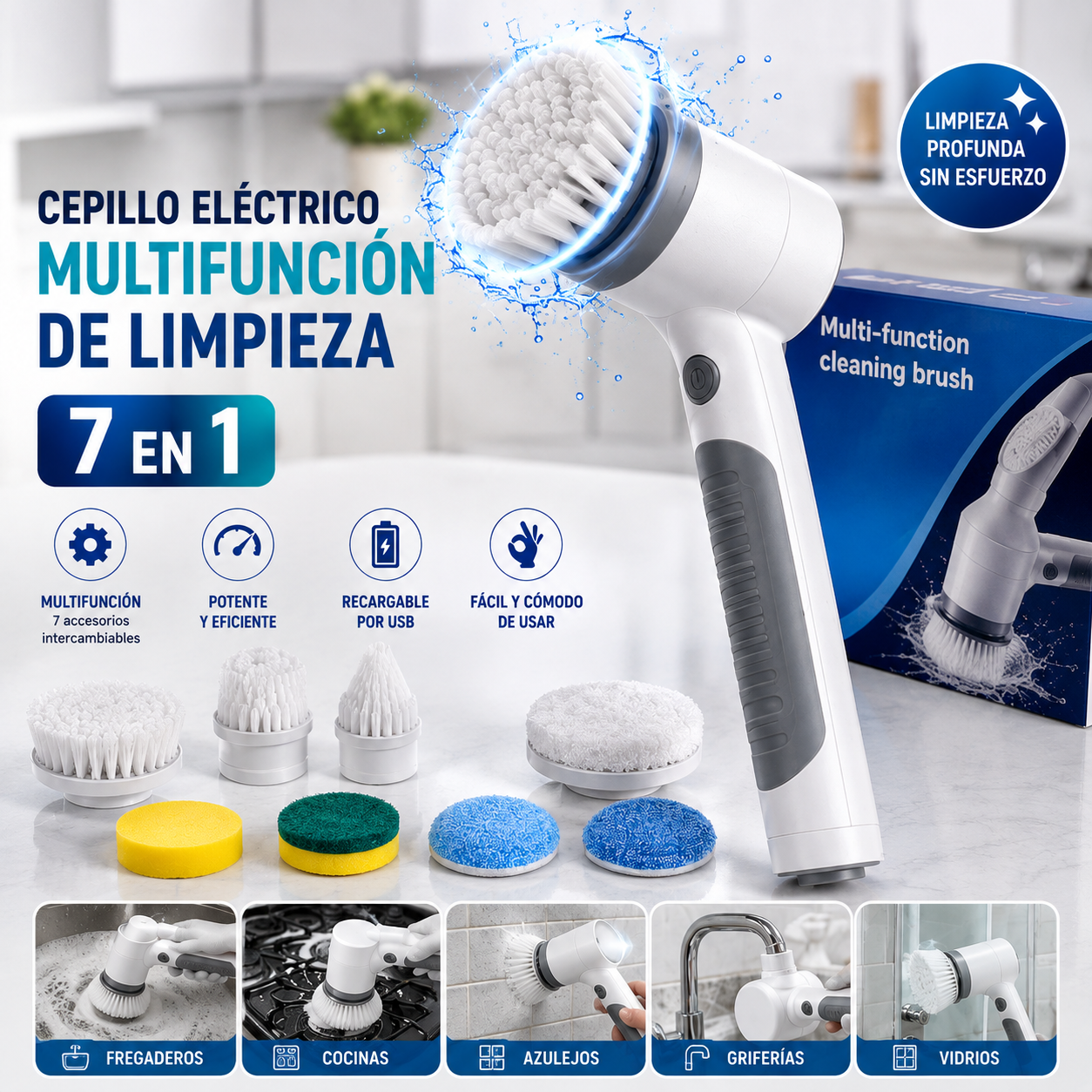 🧽 CEPILLO ELÉCTRICO MULTIFUNCIÓN 7 EN 1