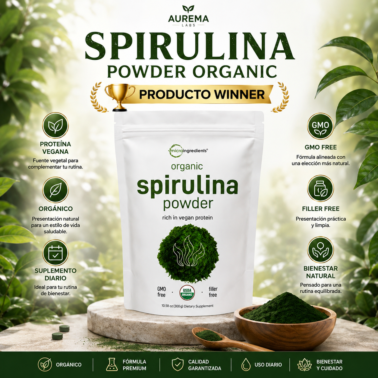 SPIRULINA POWDER ORGANIC – NUTRICIÓN VERDE PREMIUM